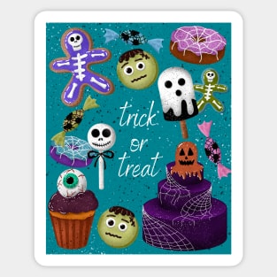 Cute illustration of Halloween candies Trick or Treat Sticker